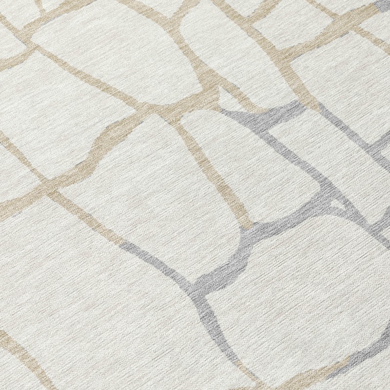 Machine Washable Indoor/ Outdoor Abstract Webby Chantille Rug