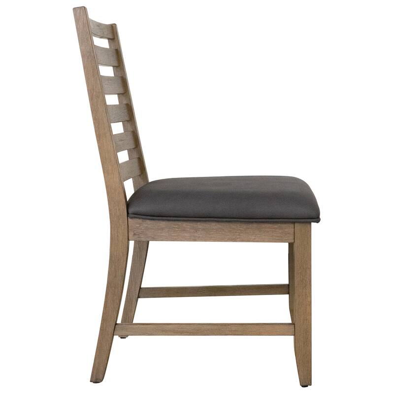 Dining Chairs Set of 2, Gray Upholstered Side Chairs, Acacia Wood Frame, Modern Rustic Design