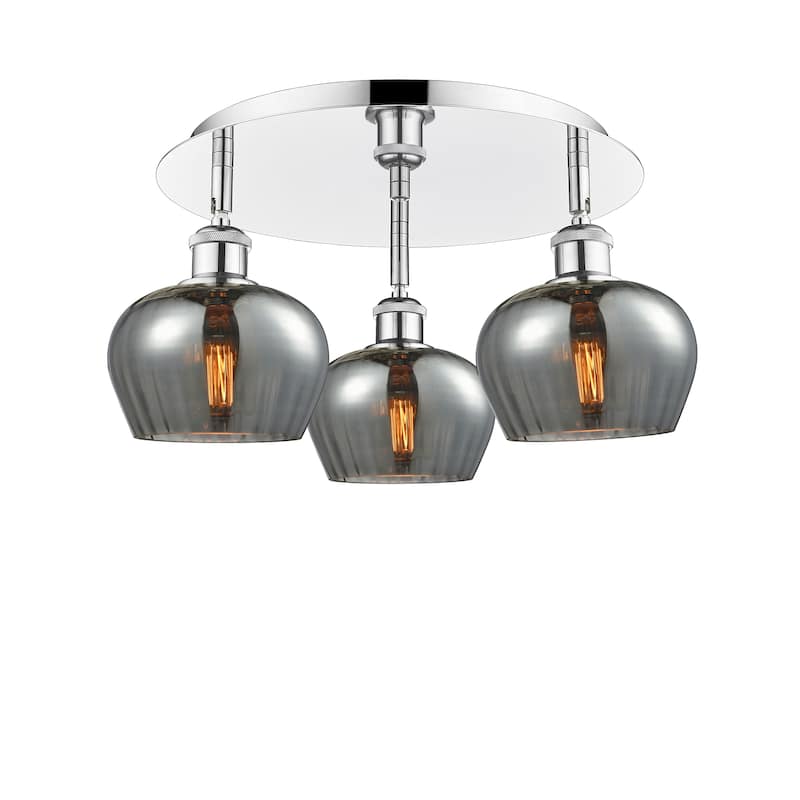 Innovations Lighting Fenton - 3 Light 18" Flush Mount - Polished Chrome/Plated Smoke