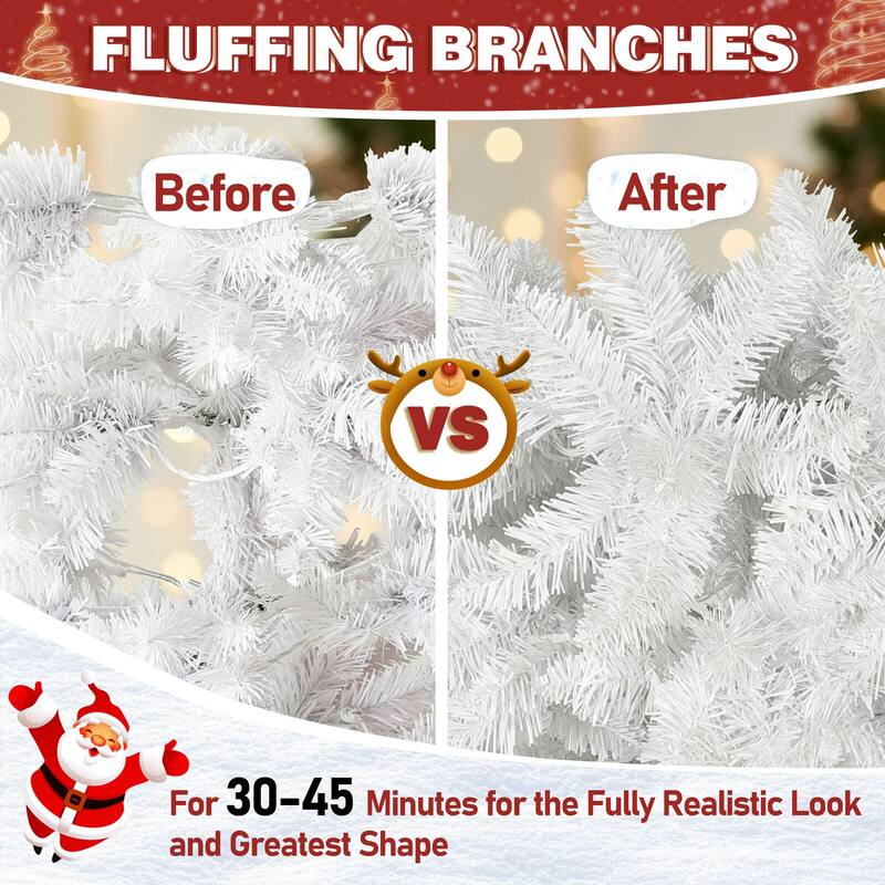 VEIKOUS 6.5FT/7.5FT Pre-Lit LED Artificial Christmas Tree Pencil