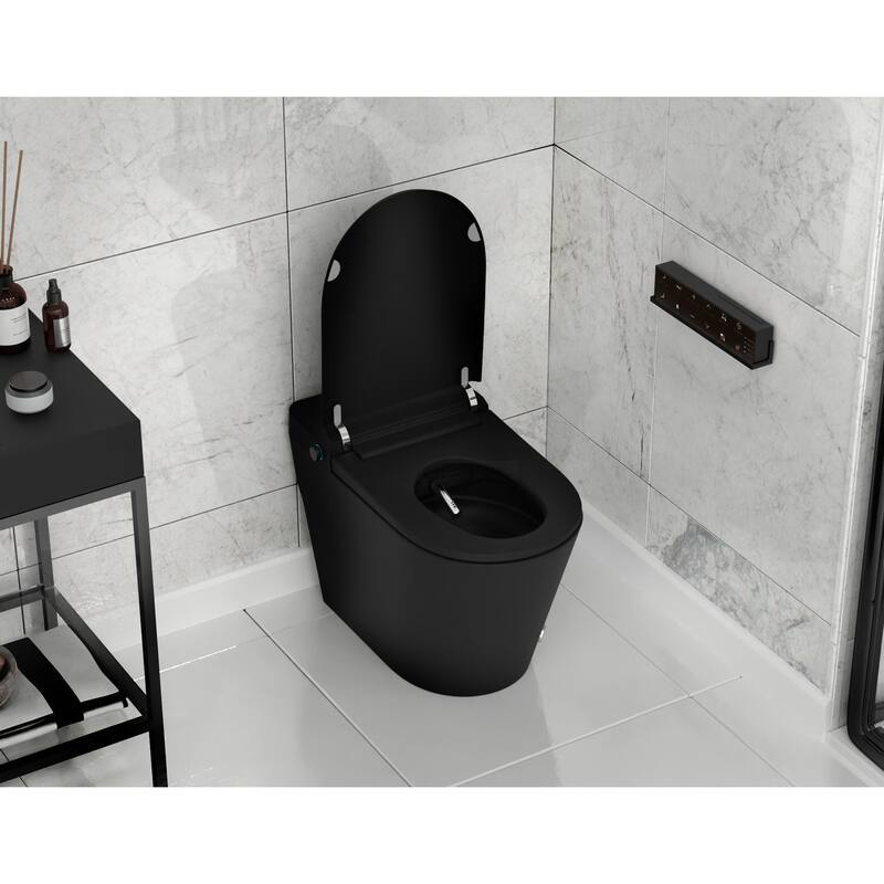 ENVO Echo Elongated Smart Toilet Bidet in Matte Black with Auto Open, Auto Flush, Voice and Wifi Controls