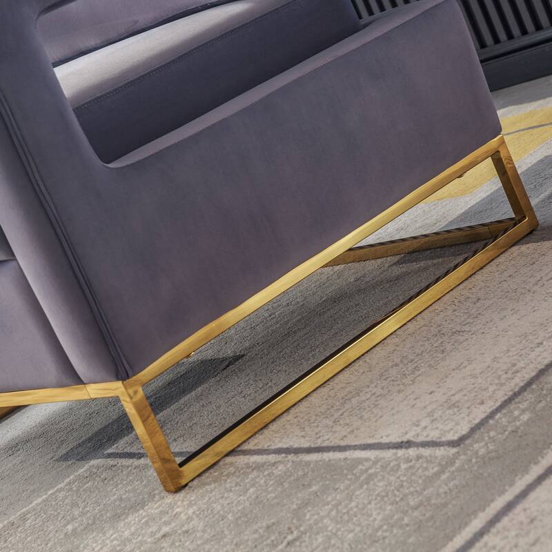 Grey 31.9" Velvet Arm Chair with Stainless Steel Base