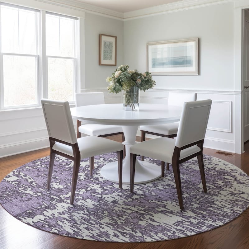 Machine Washable Indoor/ Outdoor Abstract Pixels Chantille Rug