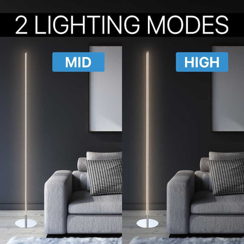 Cairo 59.5" LED Integrated Floor Lamp, Chrome by JONATHAN Y - 59.5" H x 8" W x 8" D