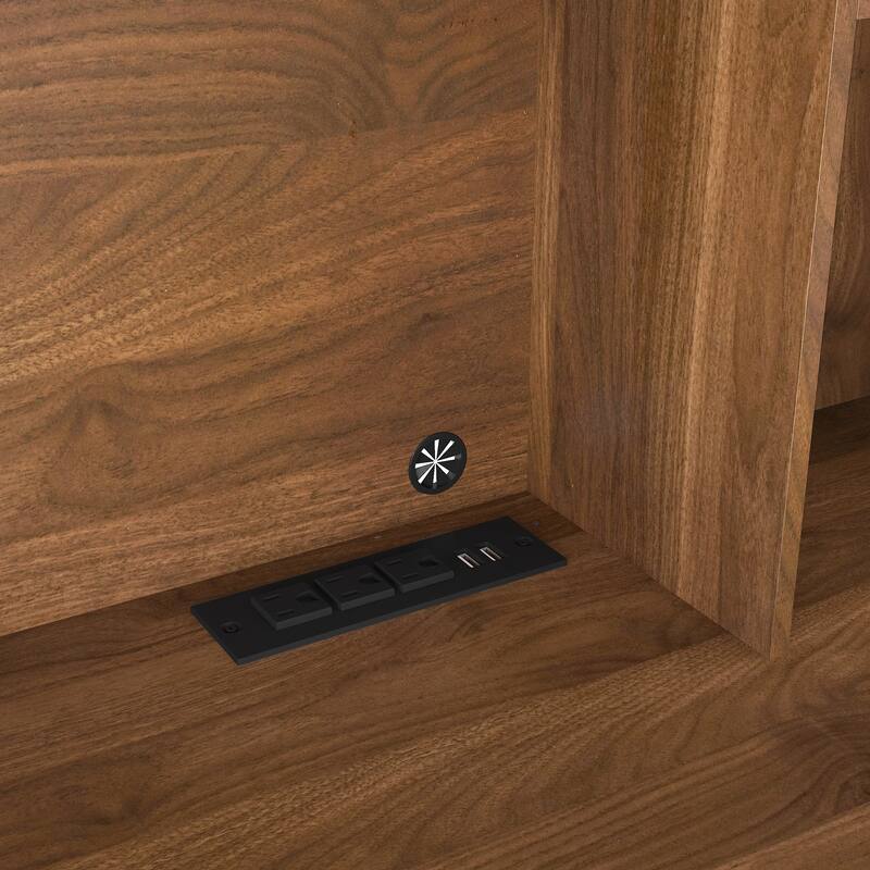 51.2-Inch Computer Desk Executive Desk with Charging Station, Lockable Drawer and Bookshelf for Home Office