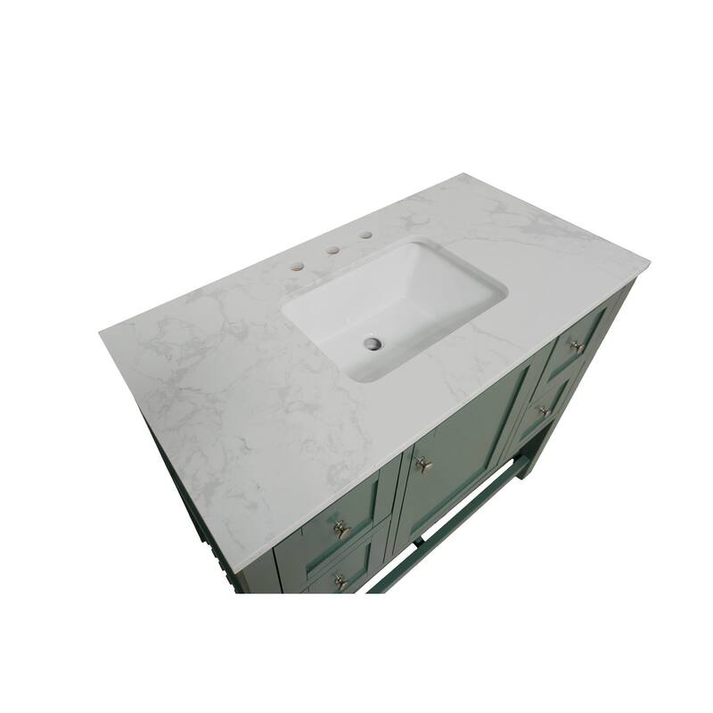 KitchenBathCollection Lakeshore 42" Bathroom Vanity with Engineered Carrara Top