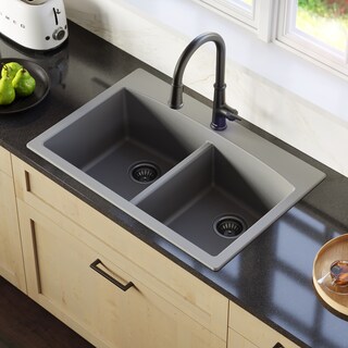 Karran Drop-in Quartz 50/50 Double Bowl Kitchen Sink