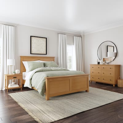 Oak Park Brown Wood 3-Piece Queen Bed, Nightstand and Dresser Set by Homestyles