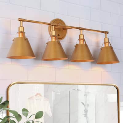 Coney Modern 4-Light Bathroom Vanity Light Cone Metal Shade Wall Sconces