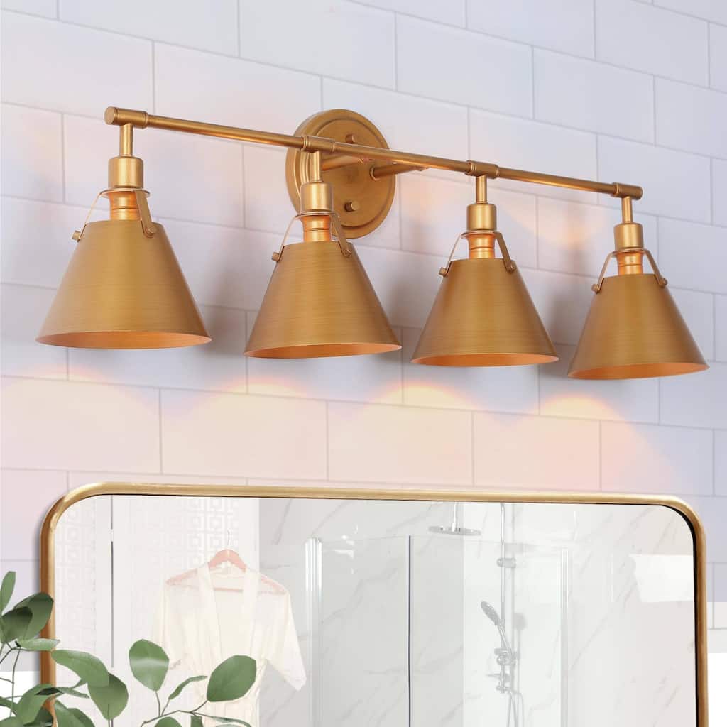 Coney Modern 4-Light Bathroom Vanity Light Cone Metal Shade Wall Sconces