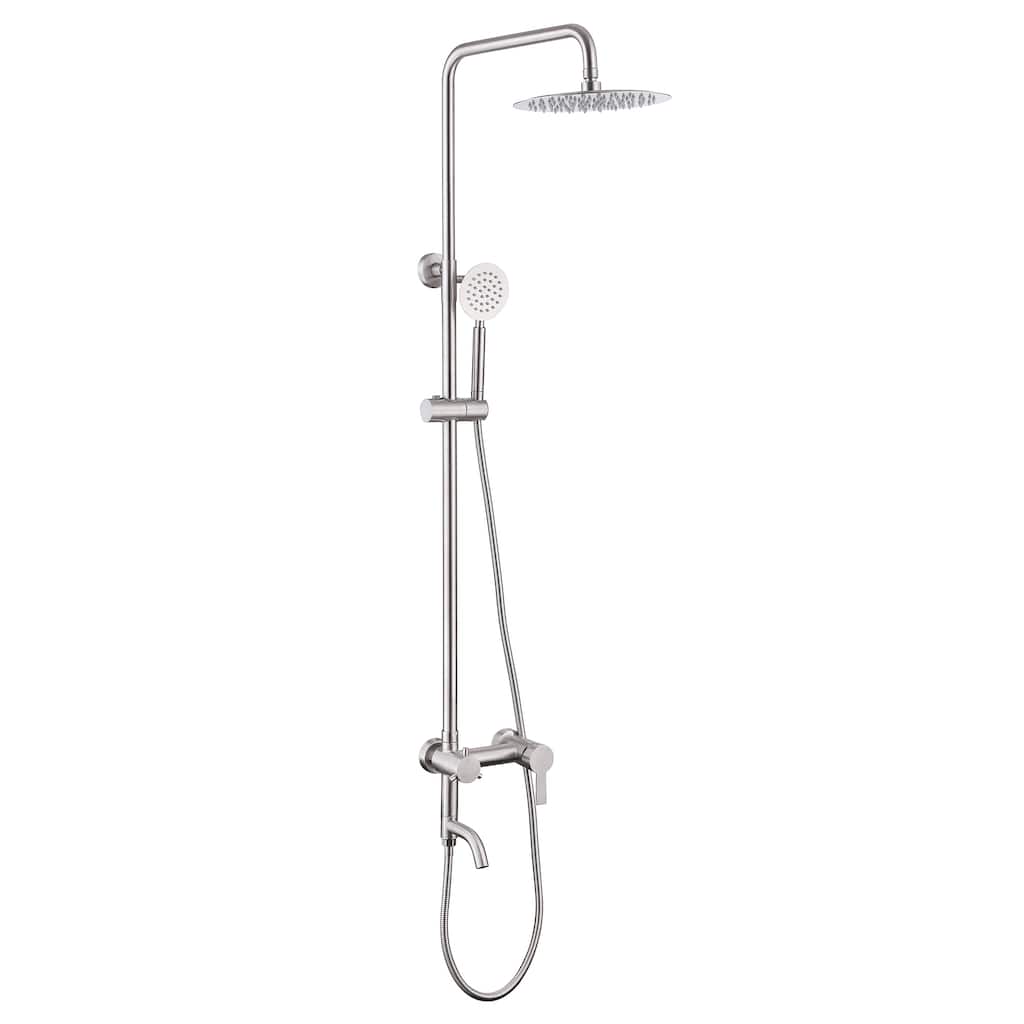 51"H 3-Function 304 Stainless Steel Wall-Mounted Outdoor Shower System