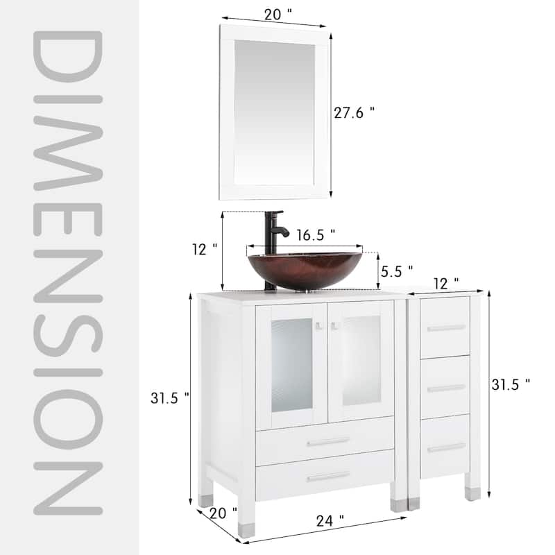 36" Bathroom Vanity with Sink Set Side Cabinet