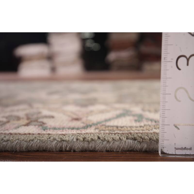 All-Over Green & Ivory Oushak Oriental Runner Rug Handmade Wool Carpet - 2'7"x 9'11"