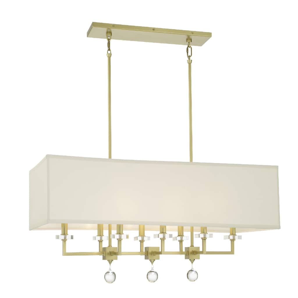 Paxton 8 Light Aged Brass Linear Chandelier - 38'' W x 17.5'' H x 16.75'' D