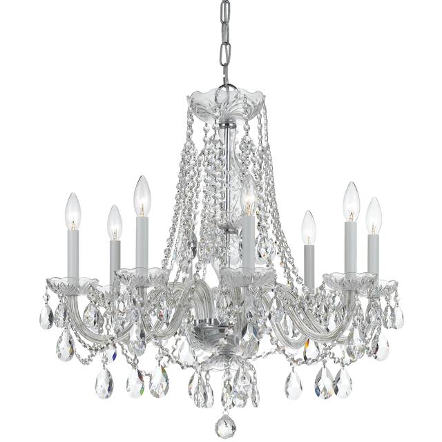 Traditional Crystal 8 Light Crystal Chrome Chandelier - 26'' W x 26'' H - 26'' W x 26'' H