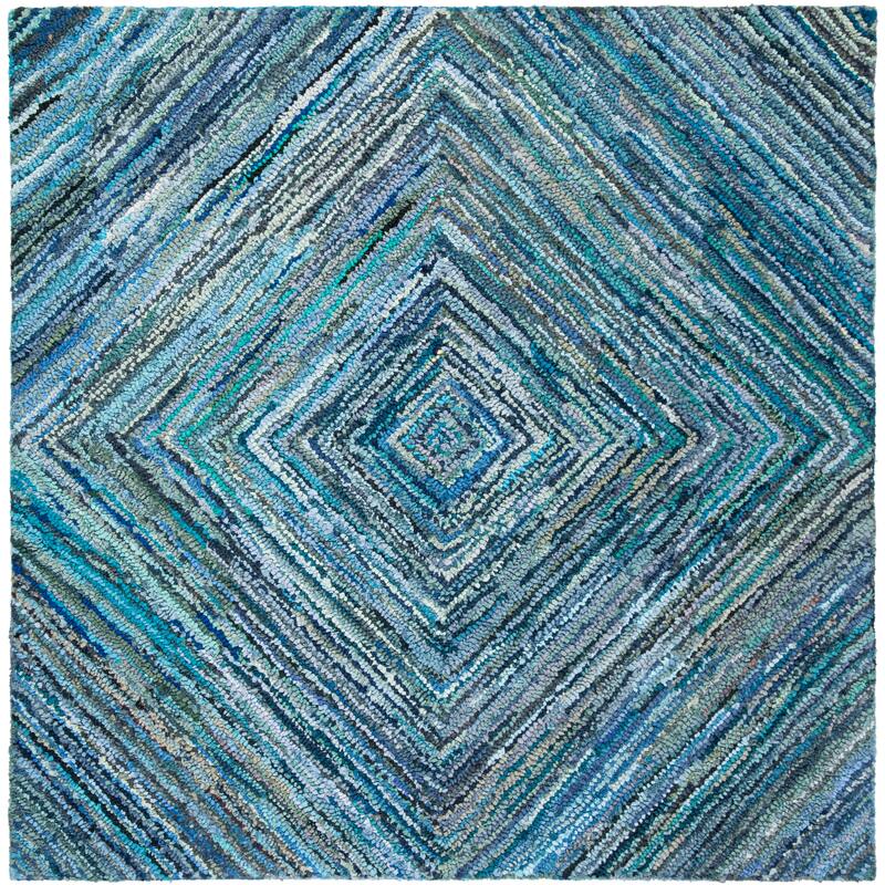 SAFAVIEH Handmade Nantucket Kontxesi Contemporary Cotton Rug - 6' Square - Blue