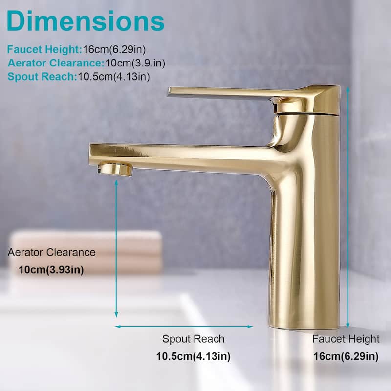 Modern Brushed Gold Single Hole Bathroom Sink Faucet
