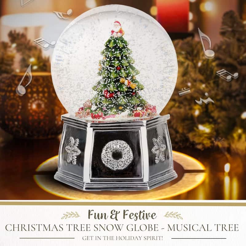 Spode Christmas Tree Musical Tree Snow Globe - 5.5" D x 6.5" H