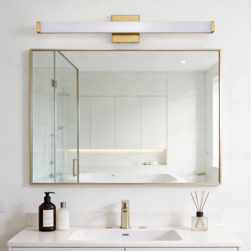 Modern Integrated LED Vanity Light Bar - 6 Variants (24in/30in, Matte Black/Brushed Nickel/Gold), 3000K, Damp Rated for Bathroom