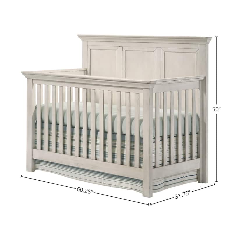 San Mateo 60" Wide Convertible Crib, Rustic White