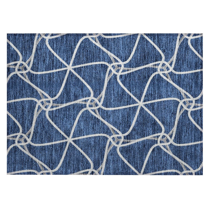 Machine Washable Indoor/ Outdoor Contemporary Links Chantille Rug