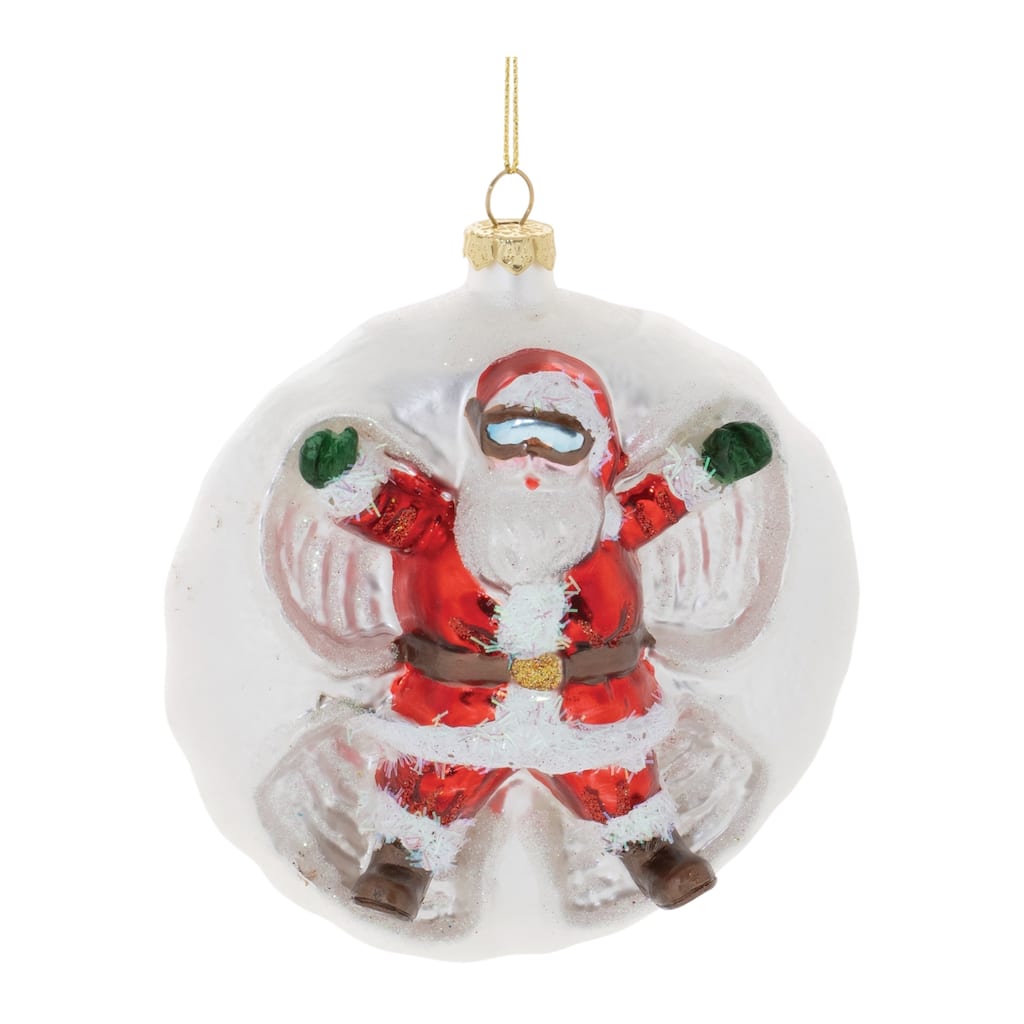 Santa Snow Angel Ball Ornaments Set of 6 Glass Christmas Decor - 4" x 2" x 4.5"