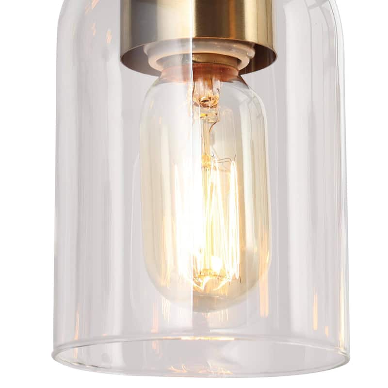 Modern Farmhouse 6-Light Black Gold Chandelier Linear Glass Island Lights for Dining Room