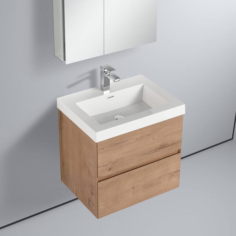 Blossom All Wood Wall Mounted Floating Bathroom Vanity with Sink