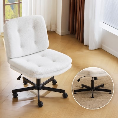 Tufted Teddy Fleece Swivel Chair With Reclining And Foot Studs