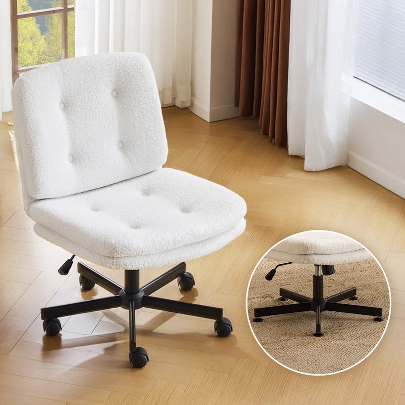 Tufted Teddy Fleece Swivel Chair With Reclining And Foot Studs