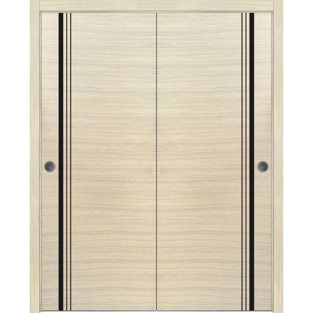 Bypass Doors 36 x 80 Planum 0011 Natural Veneer with Sturdy Rails