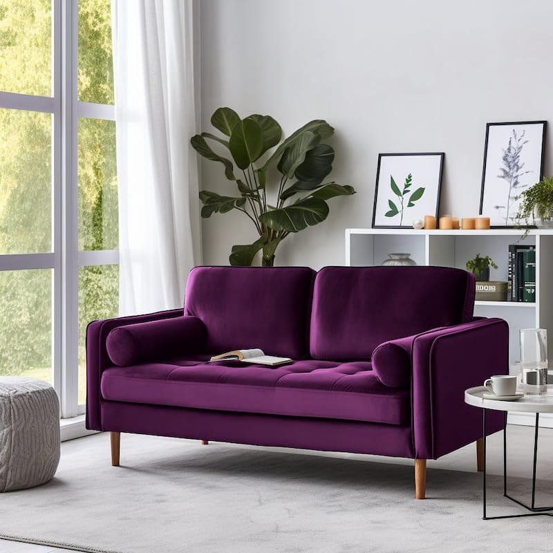 Banavos 58'' Velvet Square Arm Loveseat - Purple