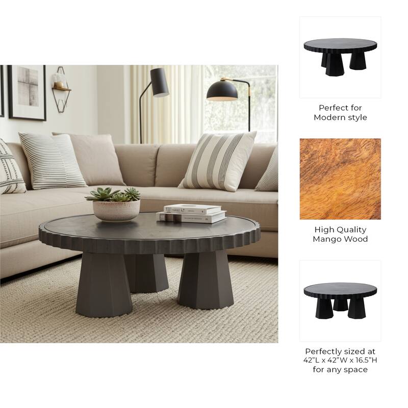 Metallic Marble and Wood Table for Home Decor - Black