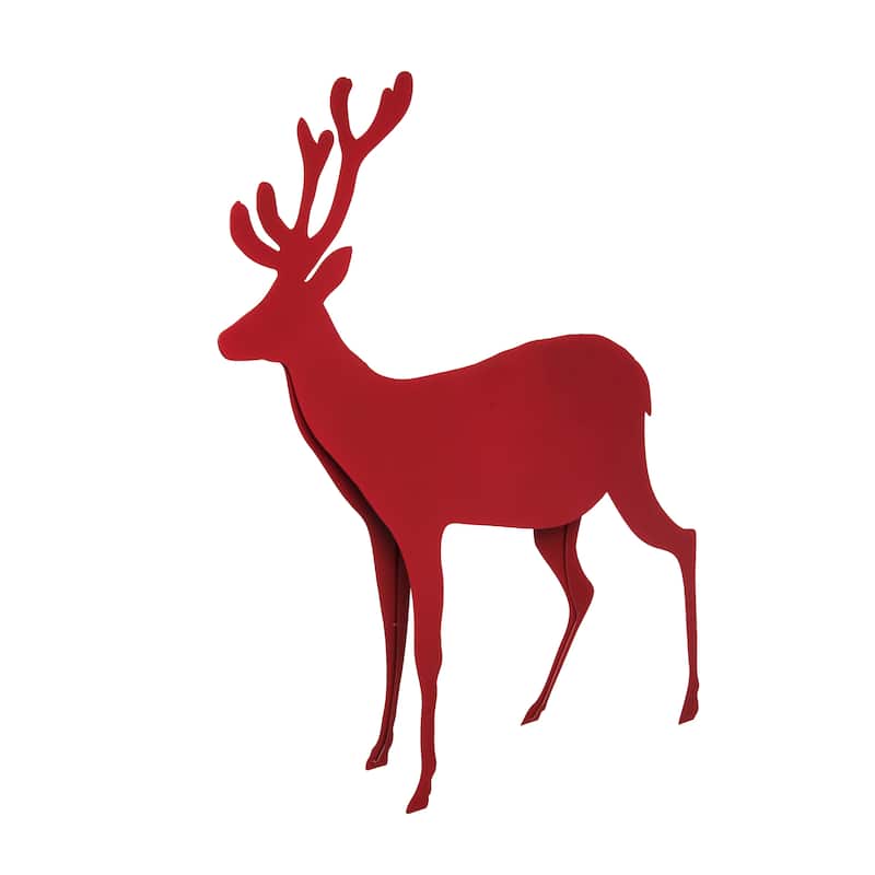 Transpac Metal 28 in. Red Christmas Standing Reindeer Decor