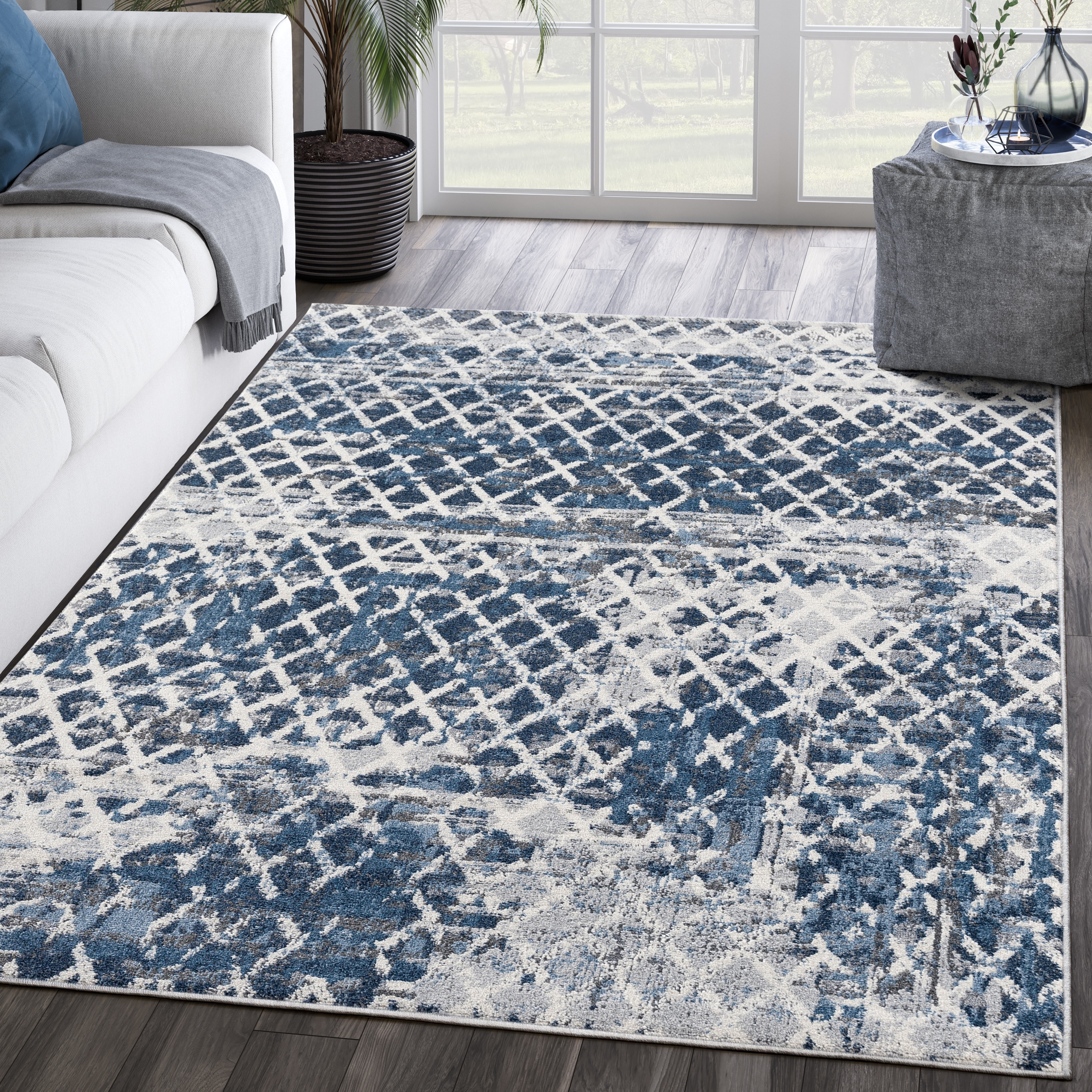 Abani Rugs MIST Mesh Blue Grey Area Rug