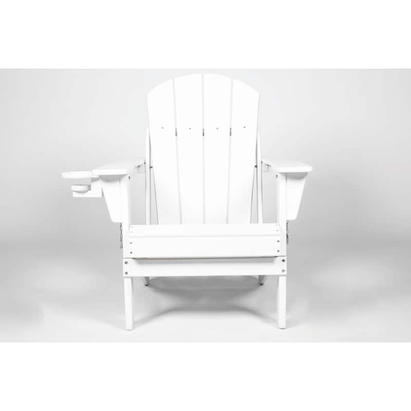 Weather-Resistant Adirondack Chair with Cup Holder & Folding Design