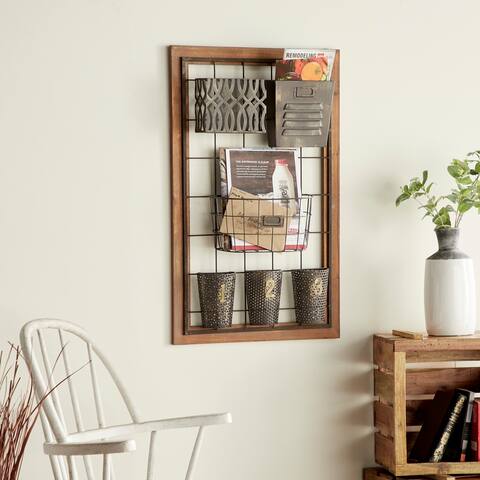 Brown Iron Farmhouse Magazine Rack Holder 32 x 20 x 4
