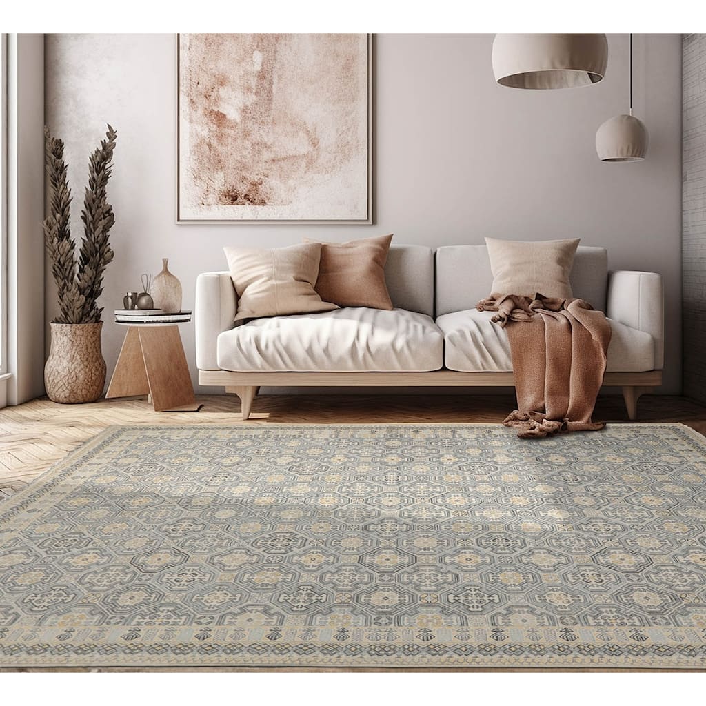 Ivory Transitional Wool Oriental Area Rug 9x12 Hand Knotted 250 KPSI - 9' x 12' 1''