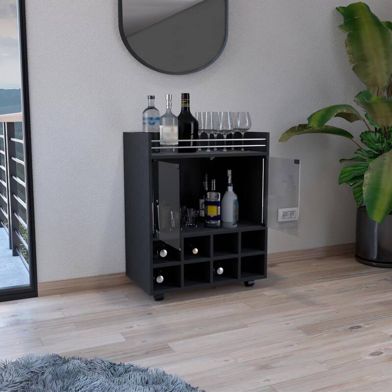 St Andrews Bar Cart, Double Glass Door Cabinet
