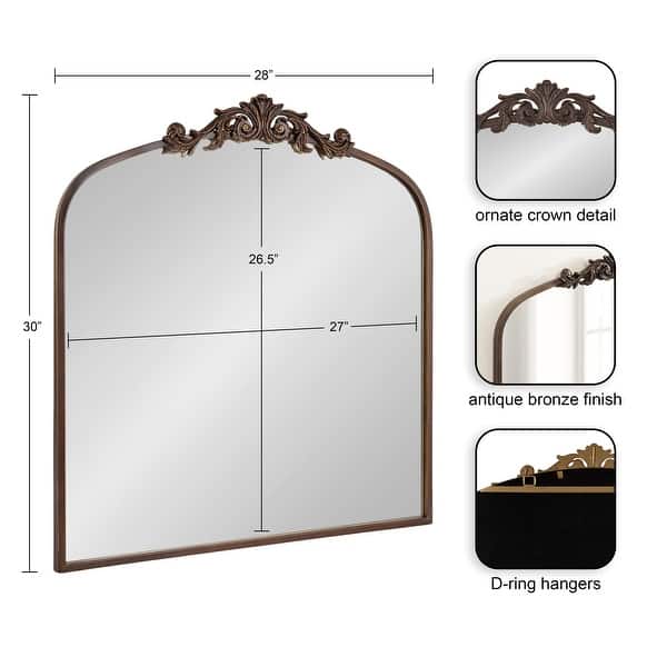 dimension image slide 11 of 24, Kate and Laurel Arendahl Traditional Baroque Arch Wall Mirror
