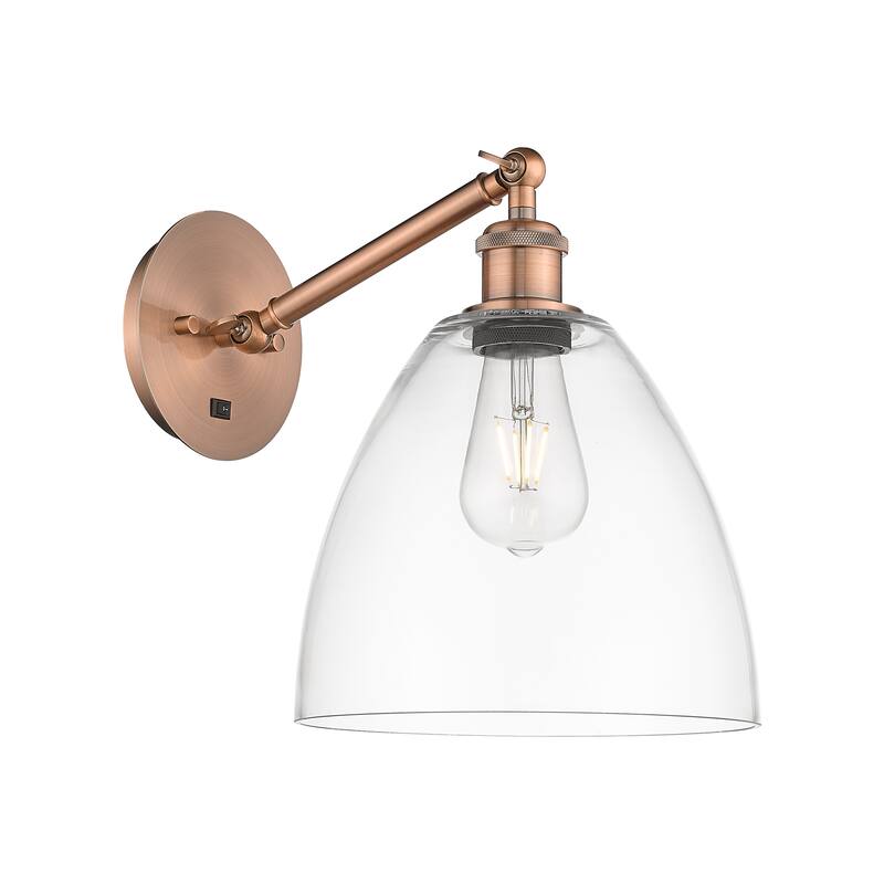Innovations Lighting Endless Possibilities Ballston - Bristol - 1 Light 9" Adjustable Sconce - Arm Adjusts Up and Down - Clear/Antique Copper