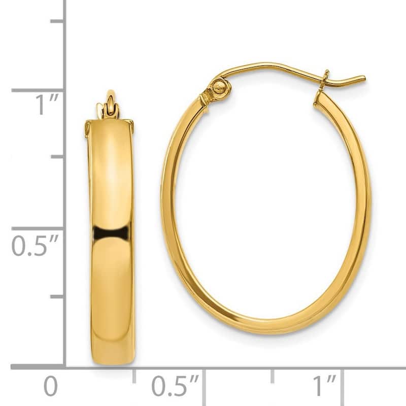 Curata 14k Yellow Gold Polished 19x4mm Lightweight Oval Hoop Earrings