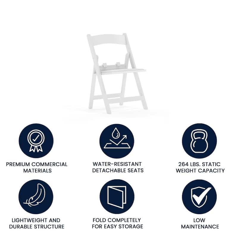 11 Pack Kids White Resin Folding Chair with White Vinyl Padded Seat
