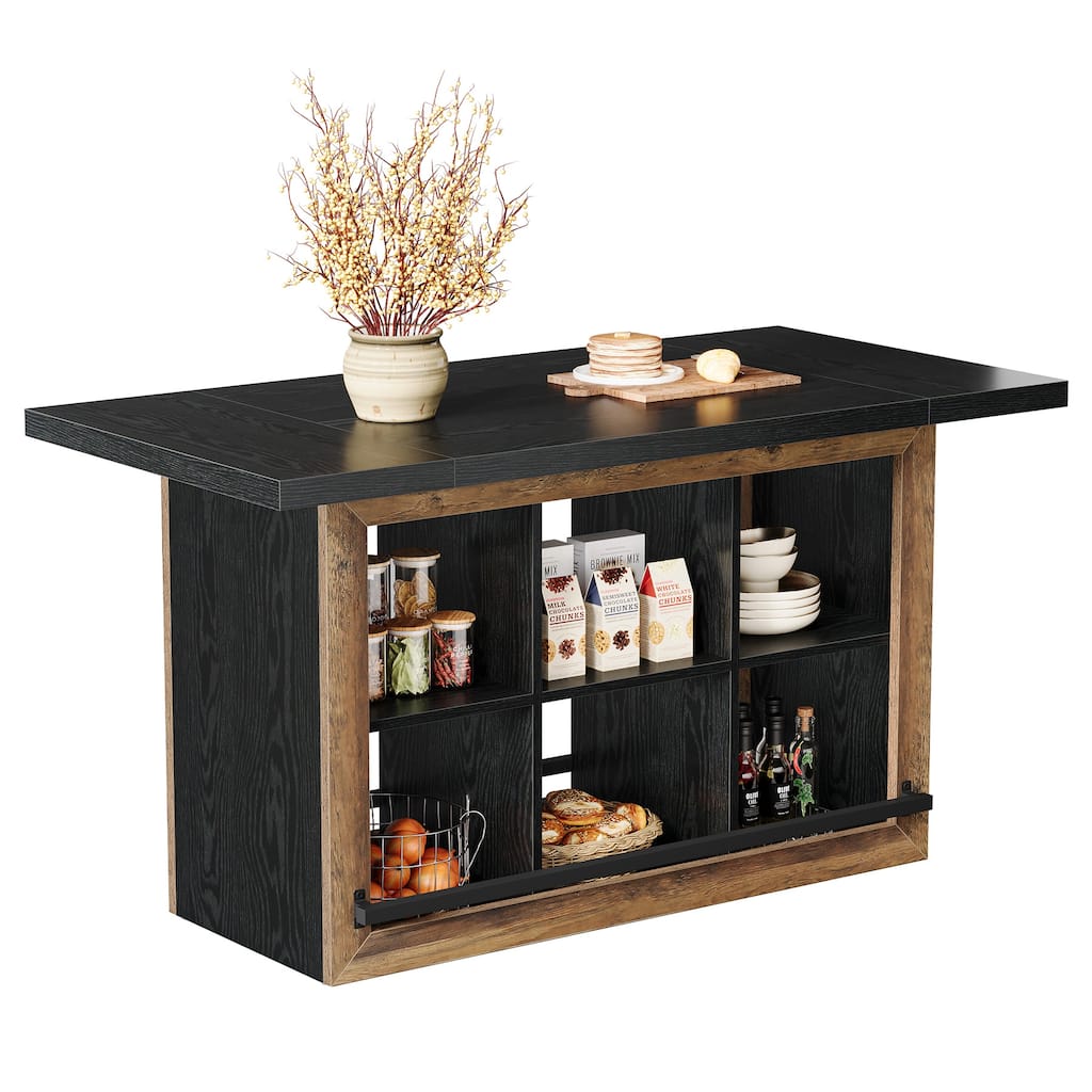 Kitchen Island with 6 Cubbies, Counter Height Kitchen Island Table