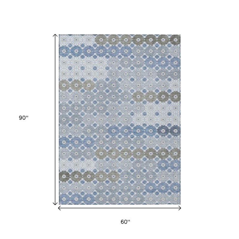 HomeRoots Floral Modern Rectangle Outdoor Rug