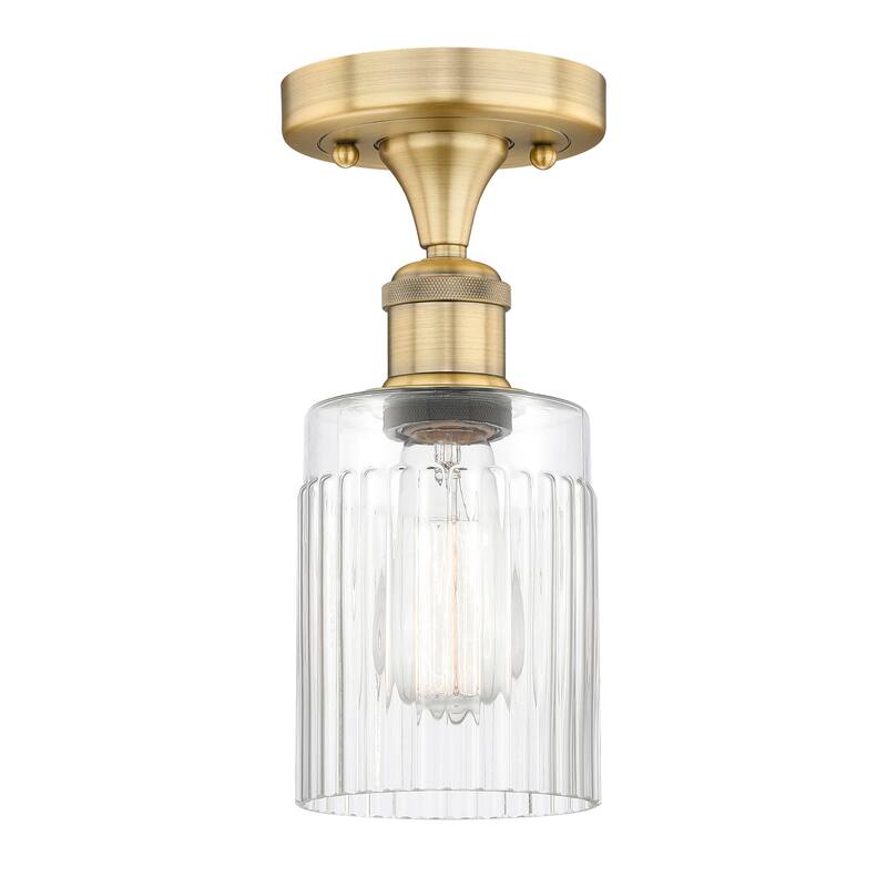 Innovations Lighting Hadley - 1 Light 5" Semi-Flush Mount - Clear/Brushed Brass