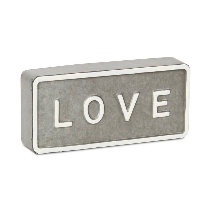 Raised Love Rectangular Metal Sign - 8.5"