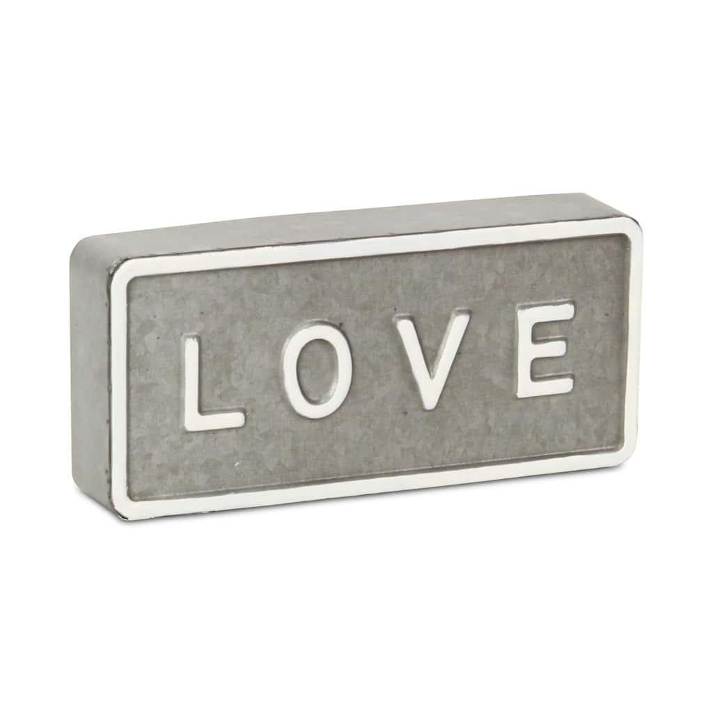 Raised Love Rectangular Metal Sign - 8.5"
