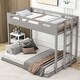 preview thumbnail 12 of 20, Twin over Full Solid Wood Bunk Bed with Built-in Ladder Gray