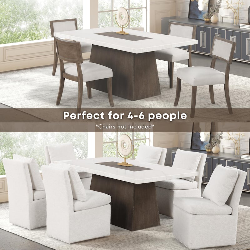 Furniture of America Evangeline Modern Dark Walnut 70-inch Genuine Marble Top Dining Table